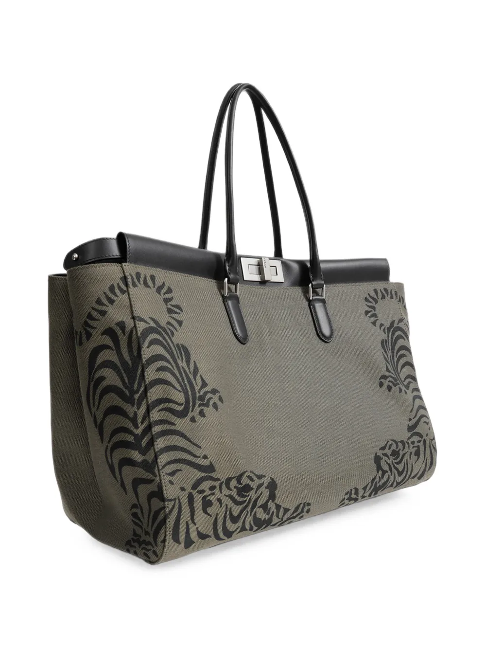 FENDI Peekaboo shopper met tijger-print Groen