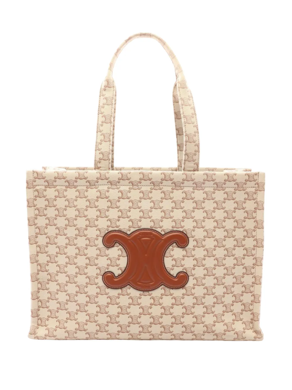 Celine Pre-Owned 2000-2026 Large Canvas Triomphe Striped Cabas Thais tote bag - Tons neutres