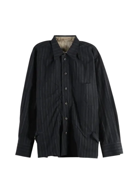 Ziggy Chen vertical-stripe ruched shirt