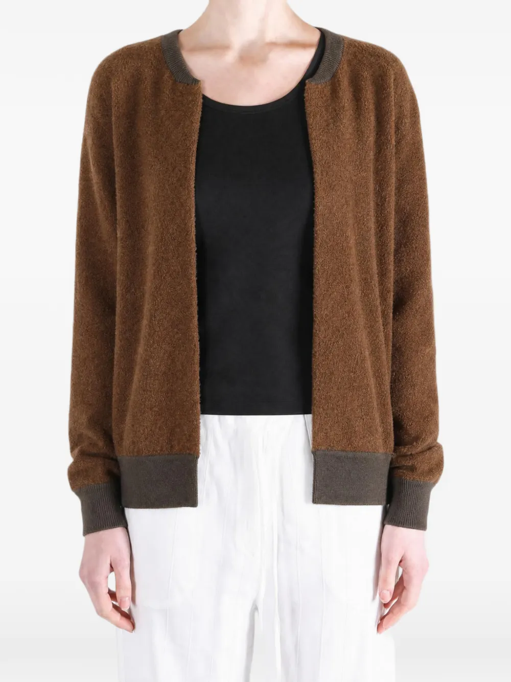 Frenckenberger bouclé-knit zip-up cardigan Bruin