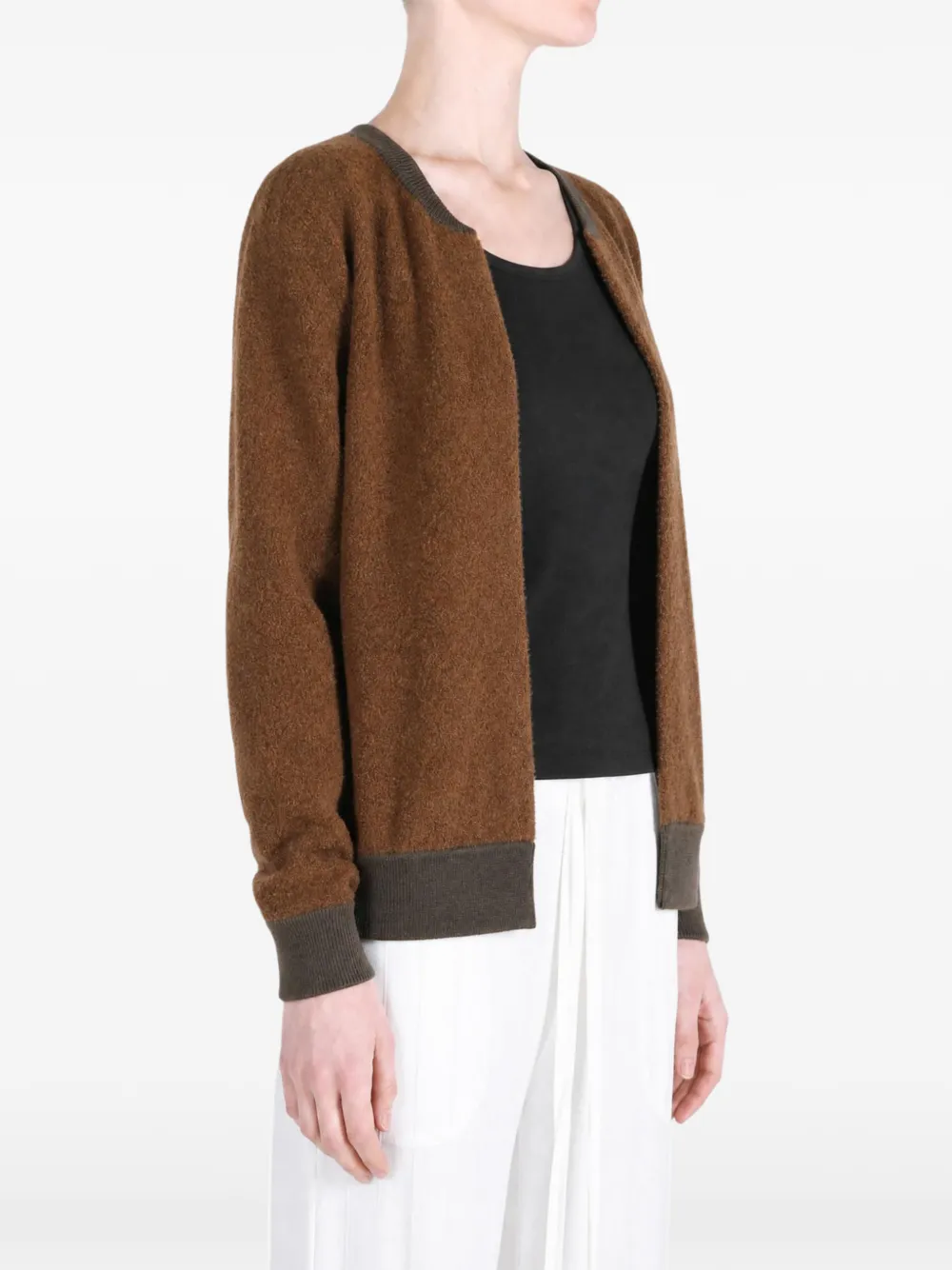 Frenckenberger bouclé-knit zip-up cardigan Bruin