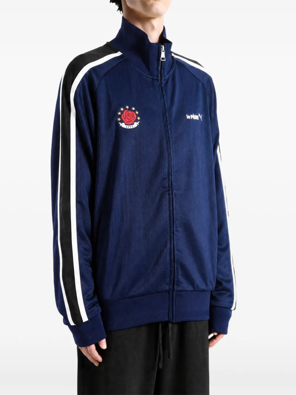 PUMA x le PÈRE logo-embroidered side-stripe jacket Blauw
