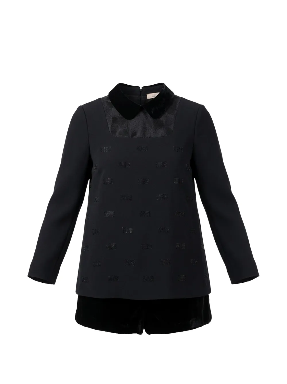 Elisabetta Franchi Kids velvet-collar crystal-embellished jumpsuit - Noir Elisabetta Franchi Kids velvet-collar crystal-embellished jumpsuit - Noir