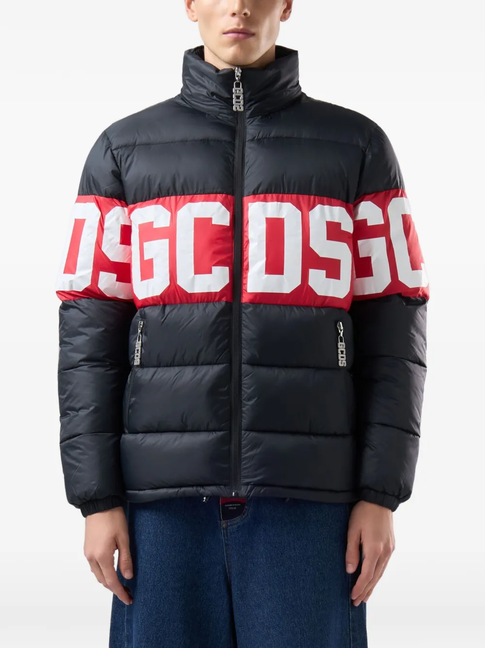GCDS Gewatteerd donsjack met logo-band Zwart