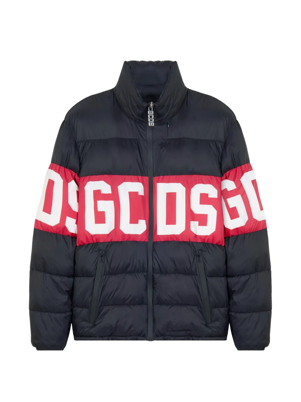 GCDS logo-band quilted down jacket - Black