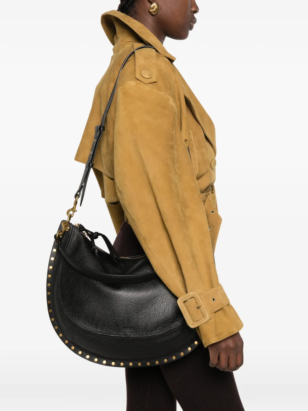 ISABEL MARANT Oskan Soft L leren tas met textuur Zwart