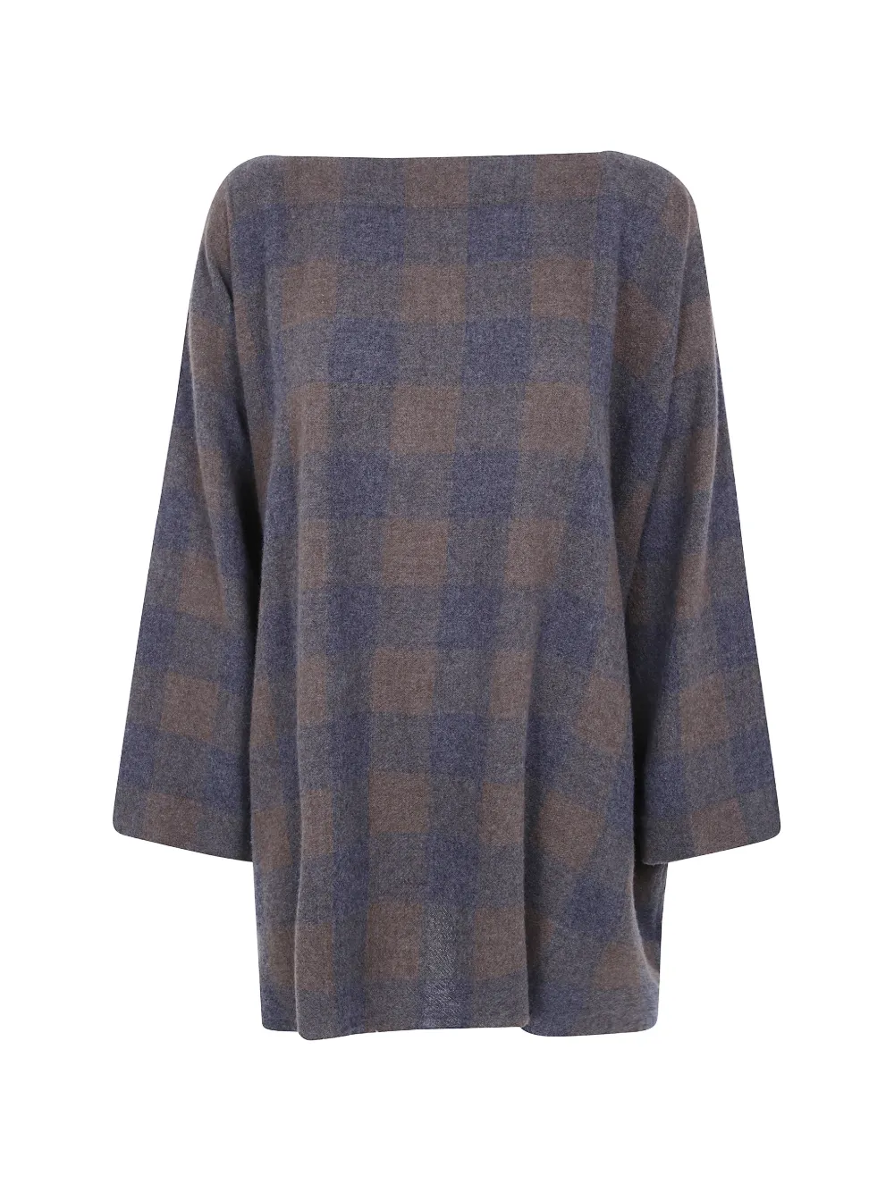 Daniela Gregis Check-pattern Boat-neck Sweater In Gray