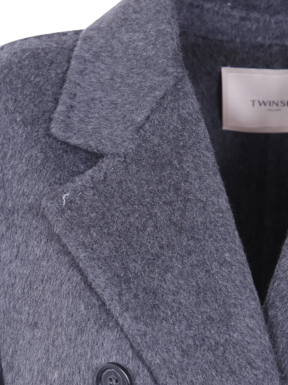 TWINSET Jas met ceintuur en dubbele rij knopen Grijs