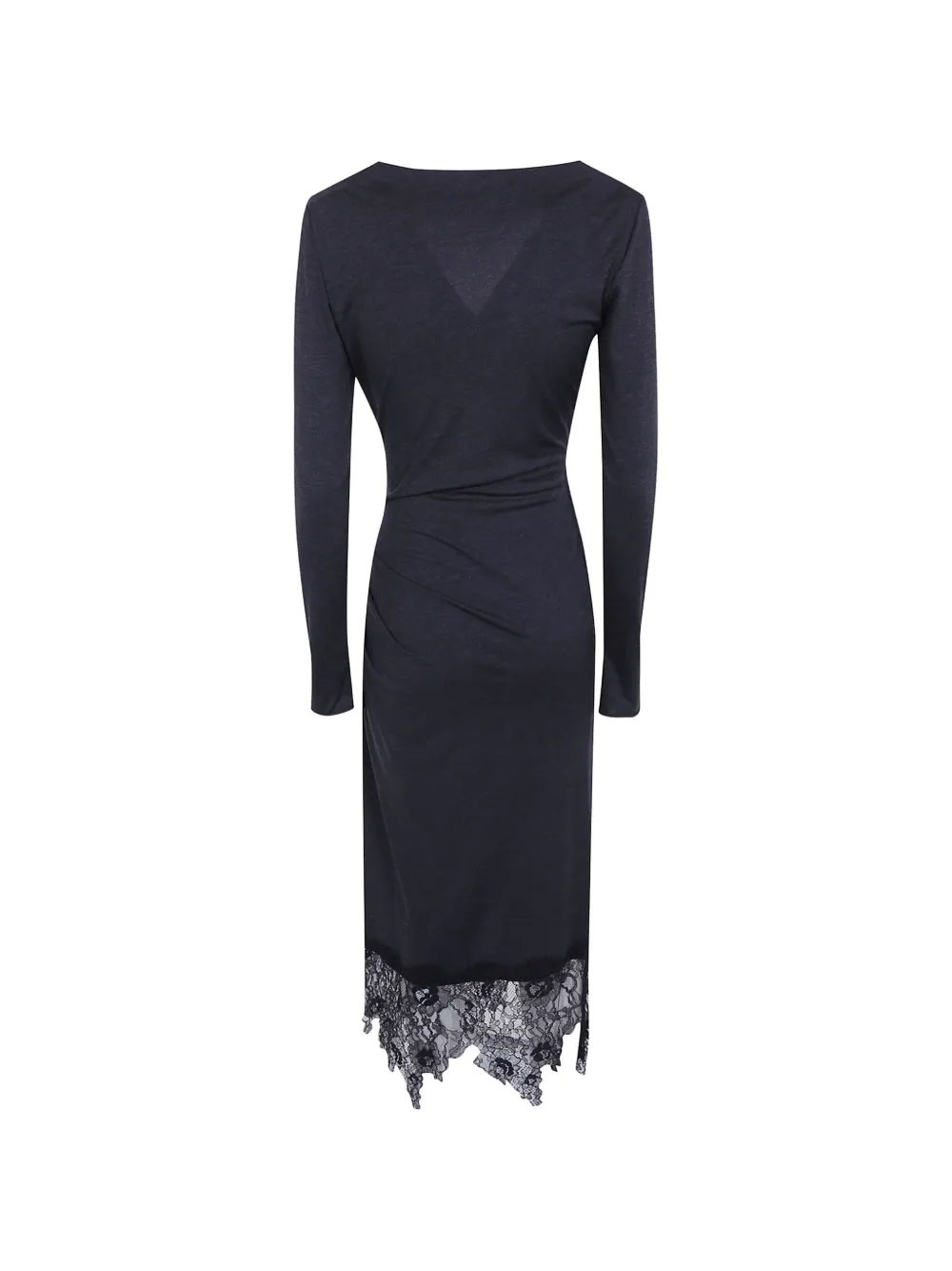 Blumarine Gedrapeerde jurk met afwerking van kant Grijs
