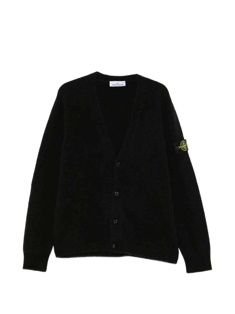 Stone Island logo-patch button-up cardigan Zwart
