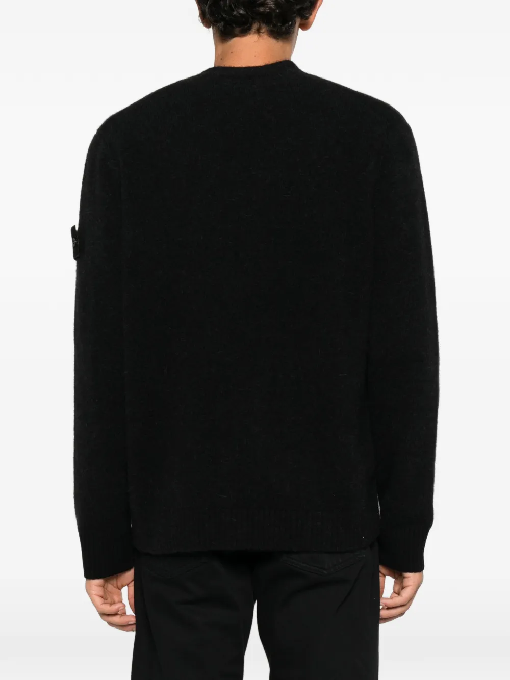 Stone Island logo-patch button-up cardigan Zwart