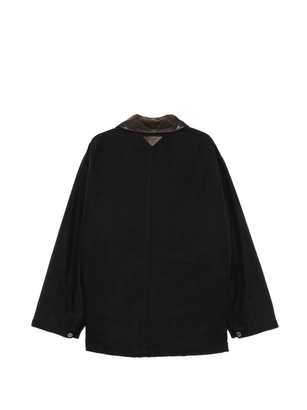 Prada button-up leather-collar jacket Zwart