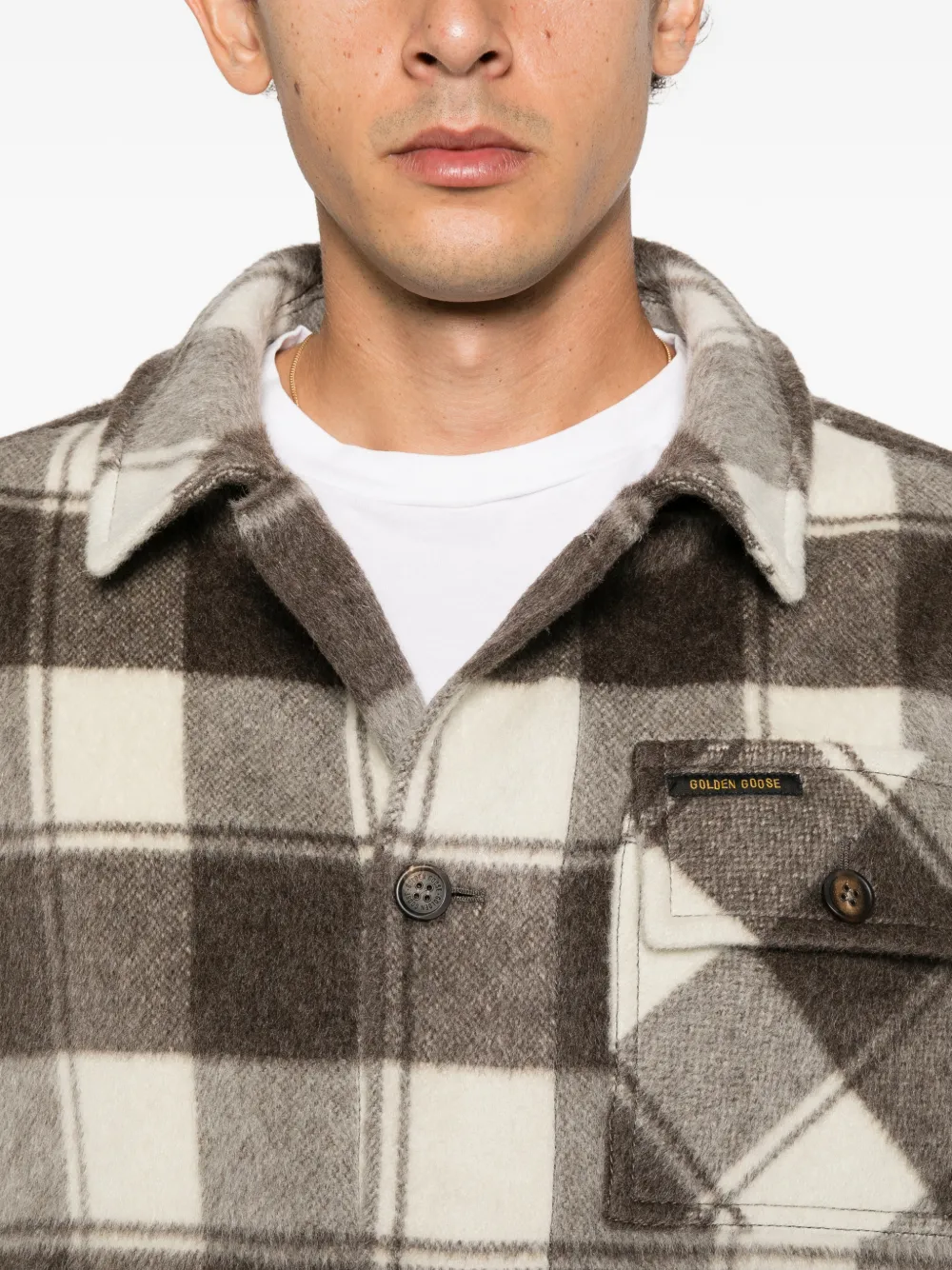 Golden Goose check-pattern button-up overshirt Bruin