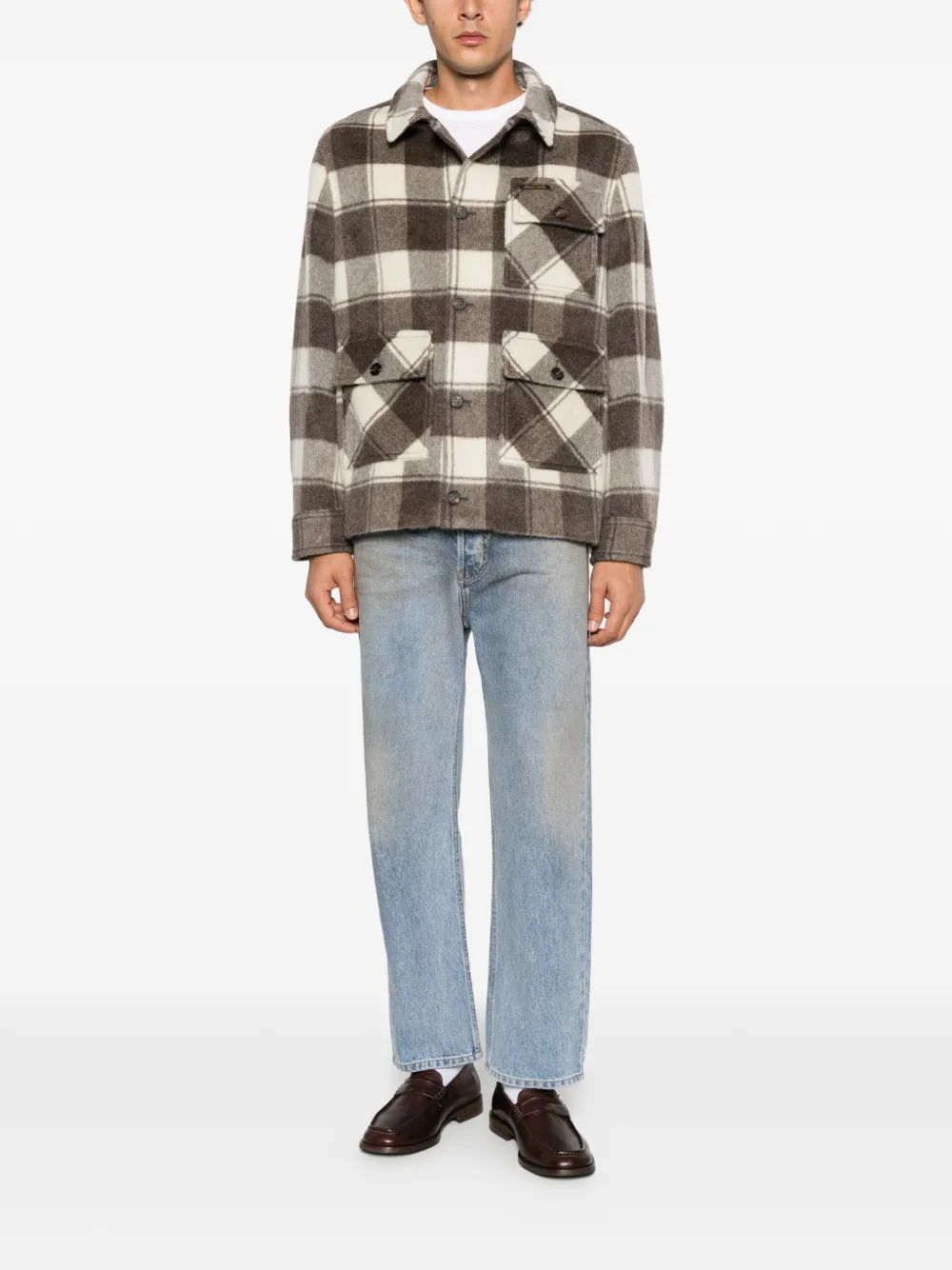 Golden Goose check-pattern button-up overshirt Bruin