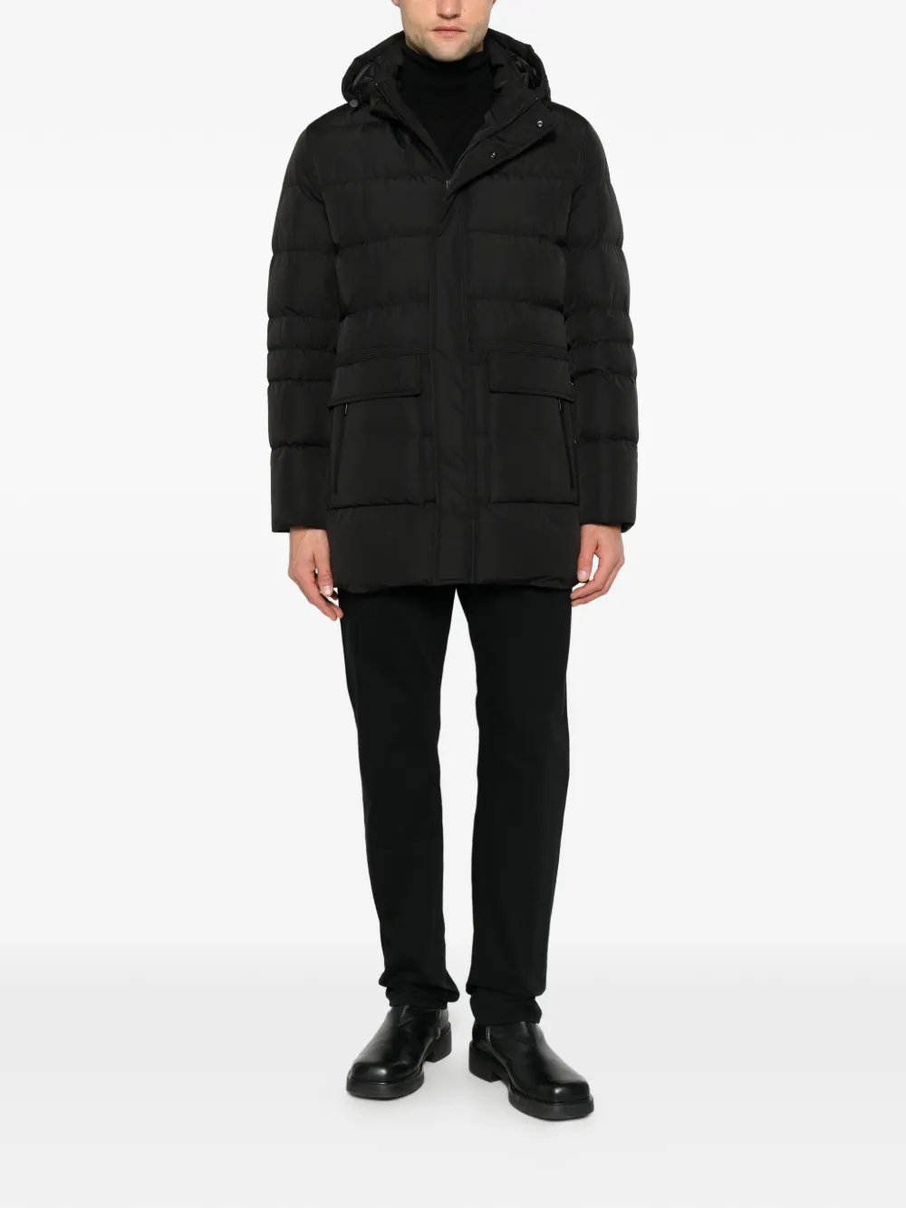 SERGIO MORETTI FIRENZE hooded quilted jacket - Schwarz