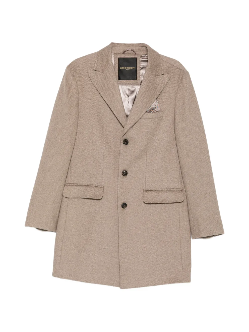SERGIO MORETTI FIRENZE herringbone single-breasted coat - Toni neutri