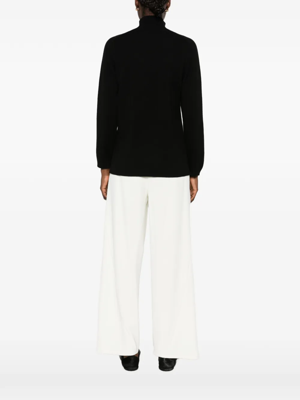 Fabiana Filippi lace-trim high-neck sweater Zwart
