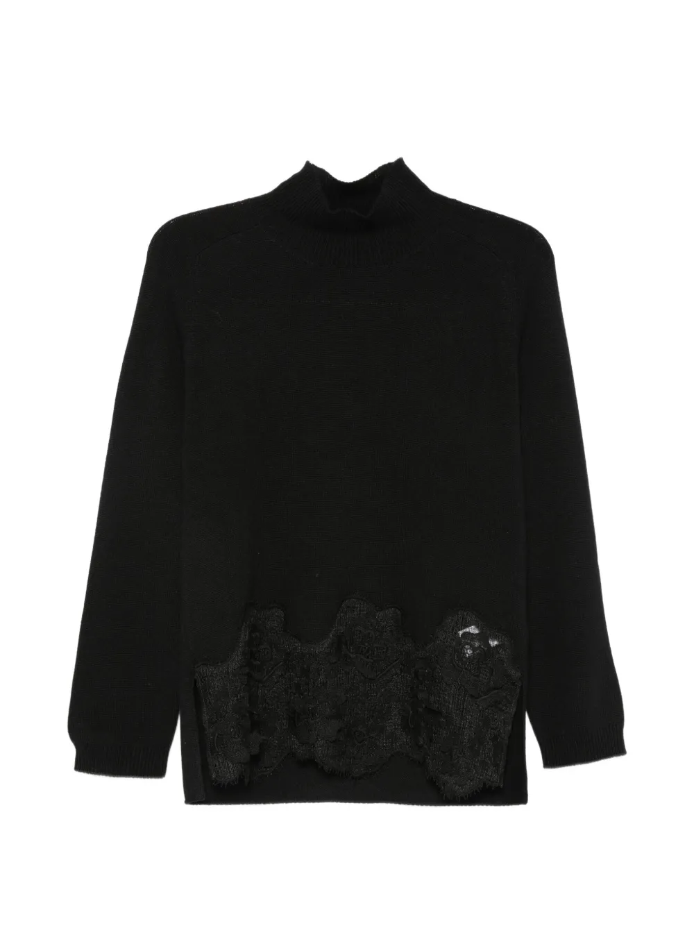 Fabiana Filippi lace-trim high-neck sweater - Black