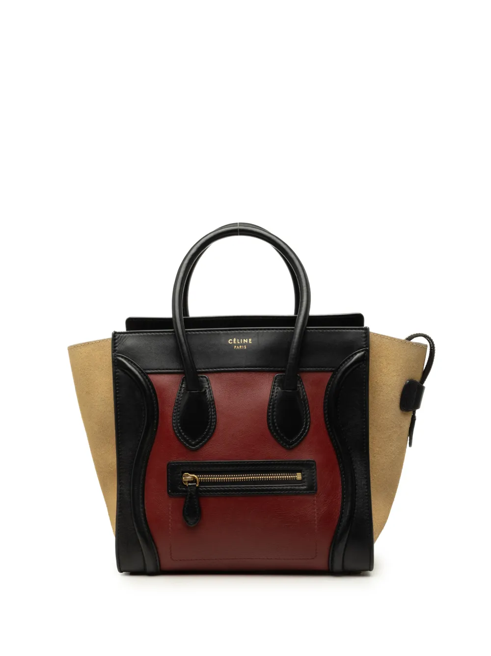 Celine Pre-Owned 2012 Micro Tricolor Calfskin and Suede Luggage tote bag - Rouge Celine Pre-Owned 2012 Micro Tricolor Calfskin and Suede Luggage tote bag - Rouge