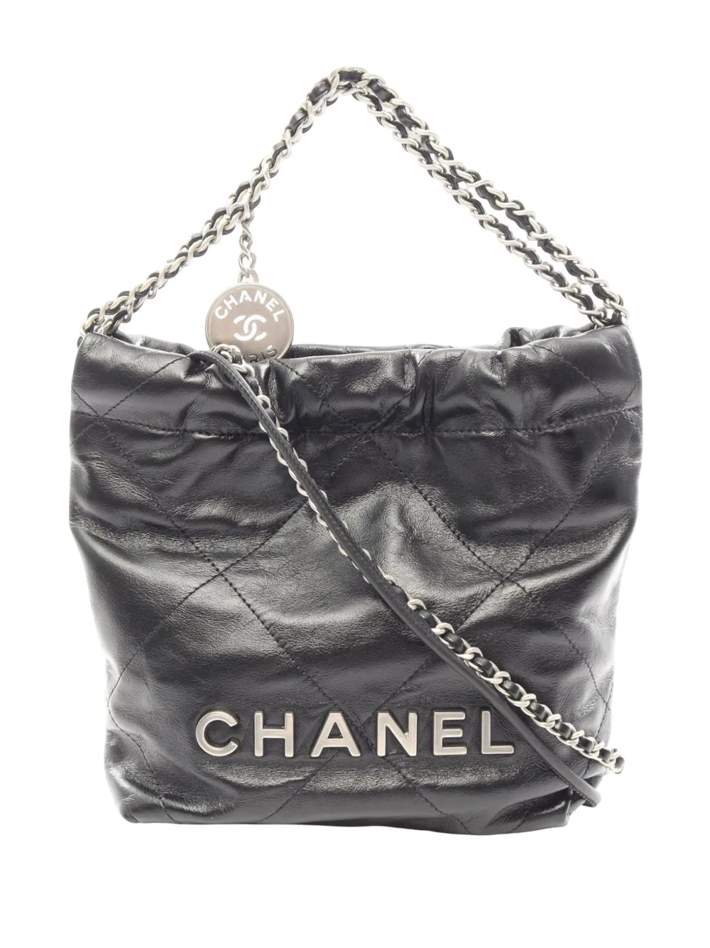 CHANEL Pre-Owned 2021-2026 Mini Shiny Calfskin 22 Handbag satchel - Nero