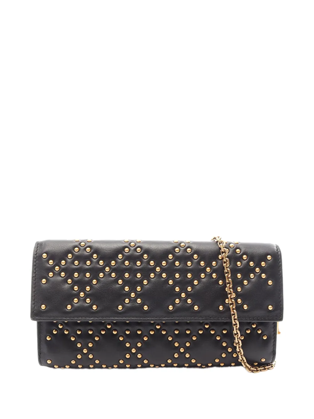 Christian Dior Pre-Owned 2015-2026 Studded Calfskin Cannage Lady Dior Wallet on Chain crossbody bag - Schwarz