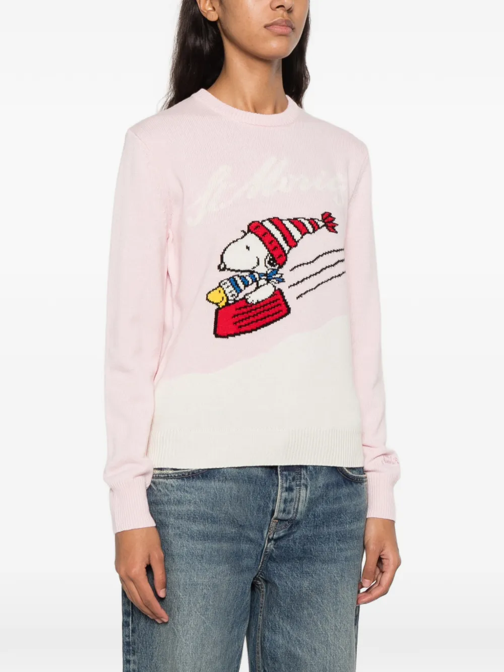 MC2 Saint Barth x Peanuts New Queen C Snoopy-intarsia sweater Roze