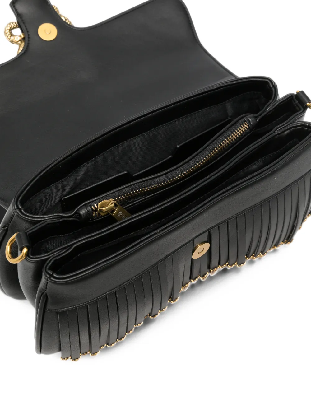 Just Cavalli snake-plaque pleated cross body bag Zwart