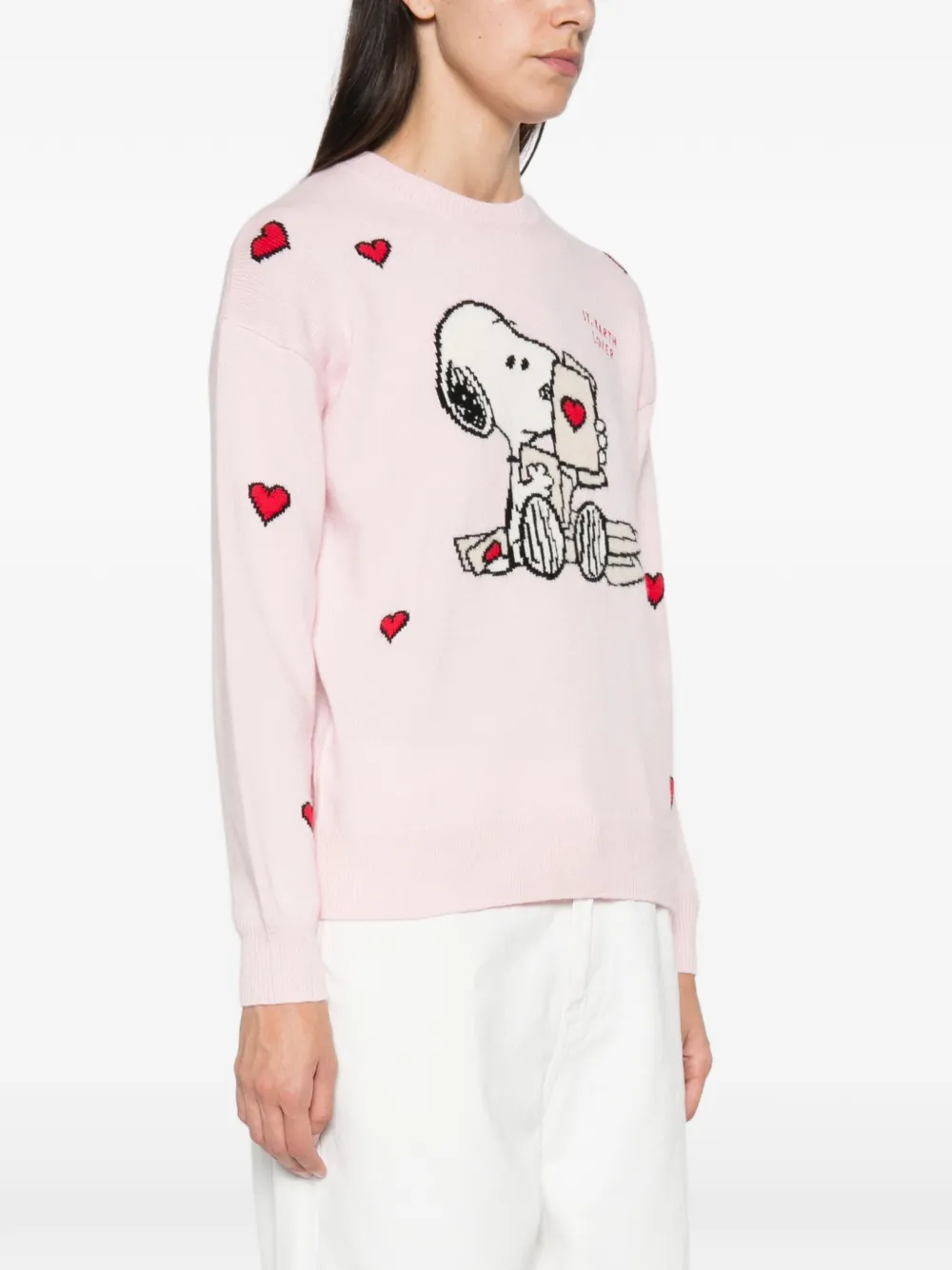 MC2 Saint Barth Snoopy heart-intarsia sweater Roze