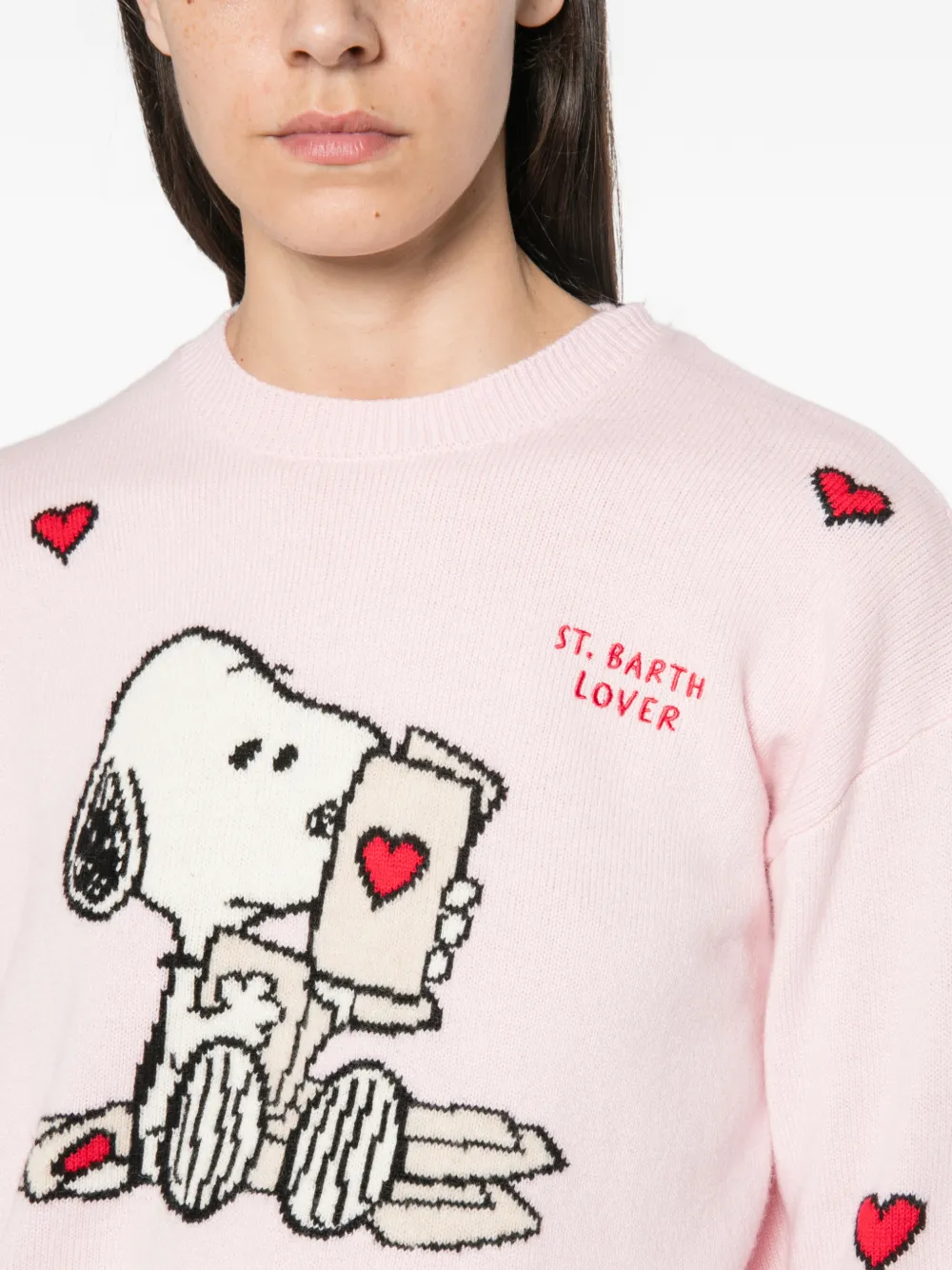 MC2 Saint Barth Snoopy heart-intarsia sweater Roze