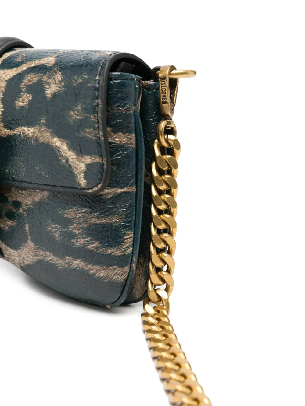Just Cavalli Athena animal-print snake-detail mini bag Groen