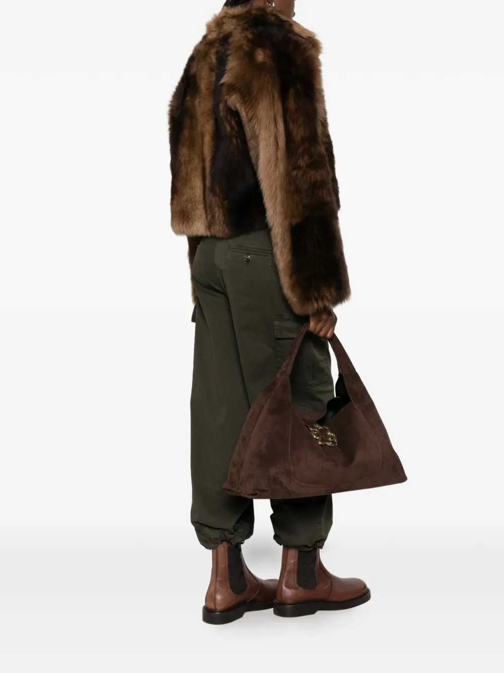 Just Cavalli logo-plaque hobo bag Bruin
