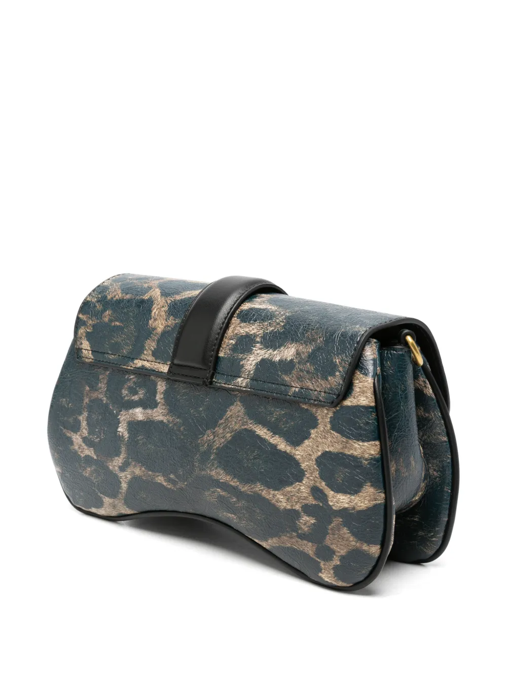 Just Cavalli Athena snake-plaque leopard-print shoulder bag Groen