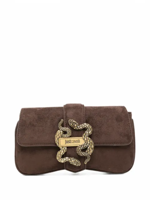 Just Cavalli snake-plaque suede clutch