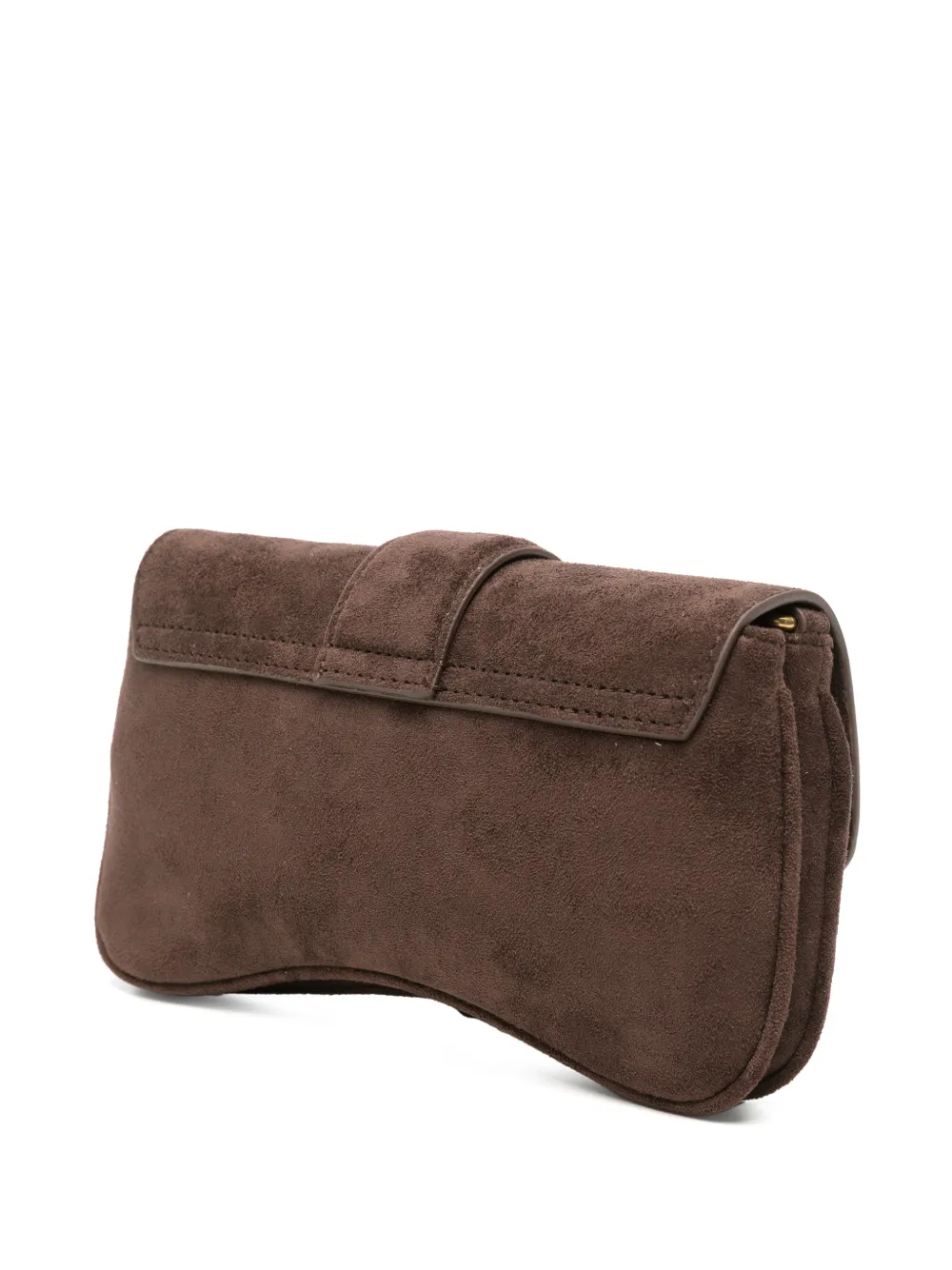 Just Cavalli snake-plaque suede clutch Bruin