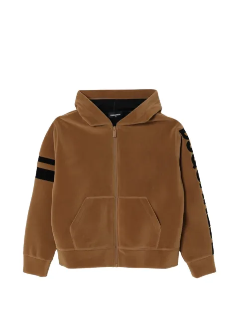 DSQUARED2 KIDS logo-print velvet hoodie