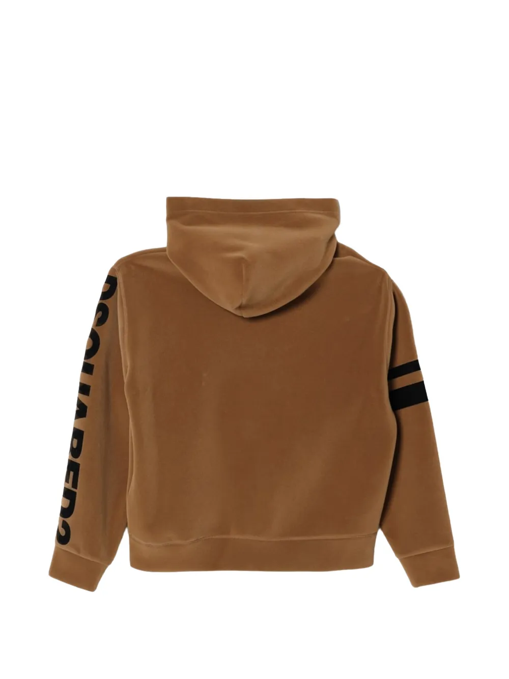 DSQUARED2 KIDS Fluwelen hoodie met logo-print Bruin