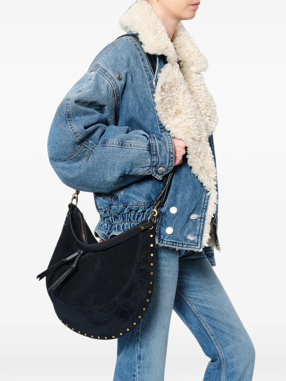 ISABEL MARANT Oskan Soft L suède tas Zwart