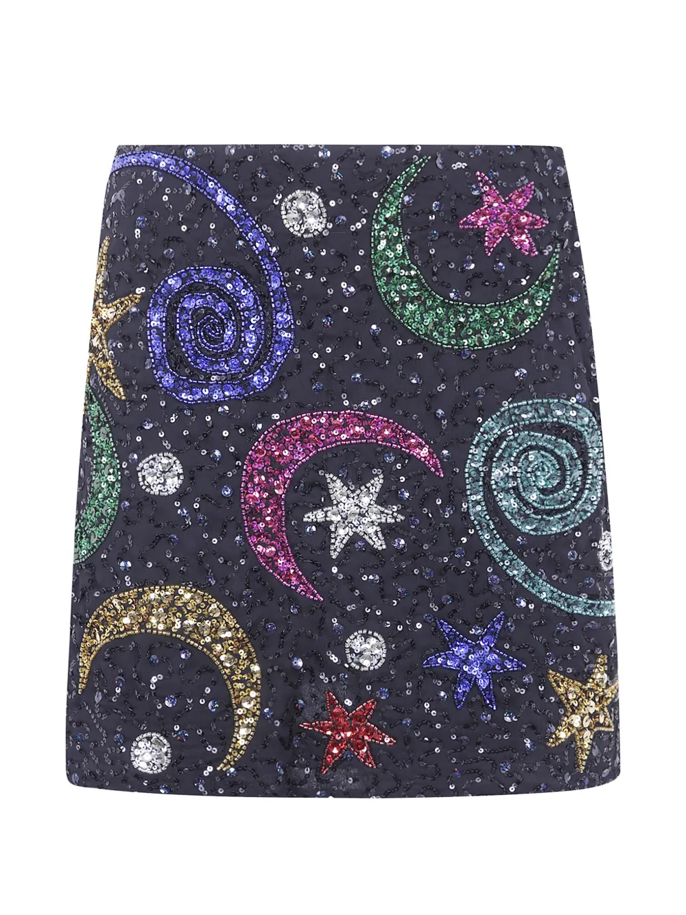Rixo Minna moon-embellished silk mini skirt - Noir Rixo Minna moon-embellished silk mini skirt - Noir