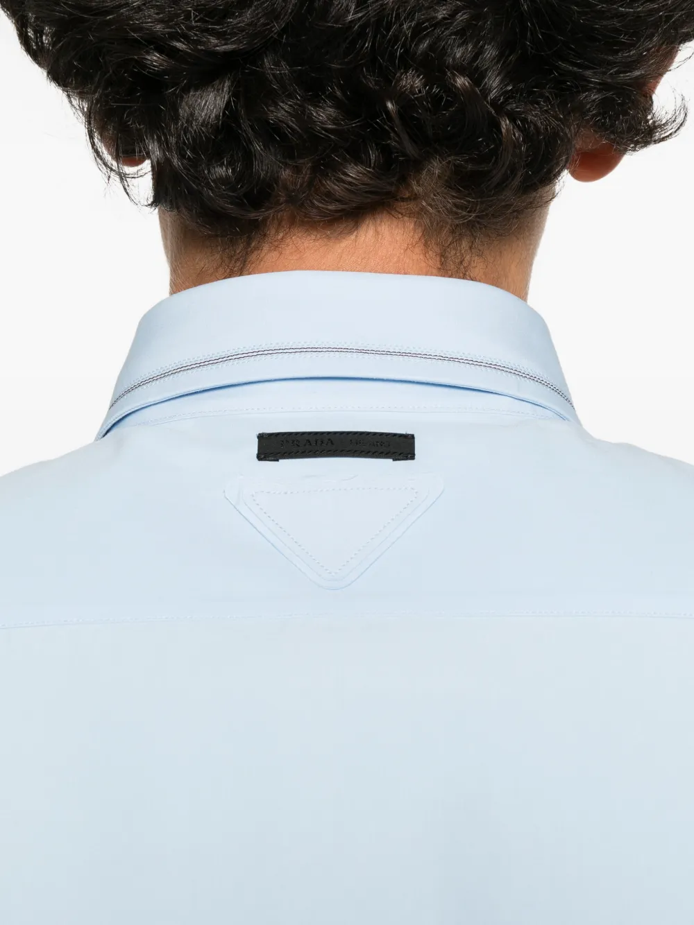 Prada contrast-stitch buttoned shirt Blauw