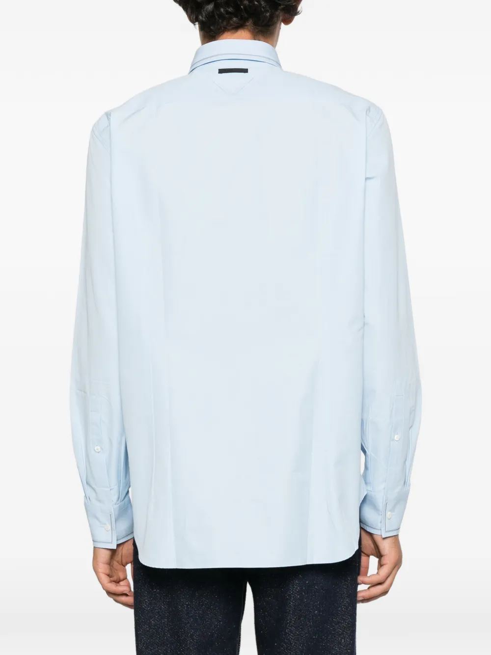 Prada contrast-stitch buttoned shirt Blauw