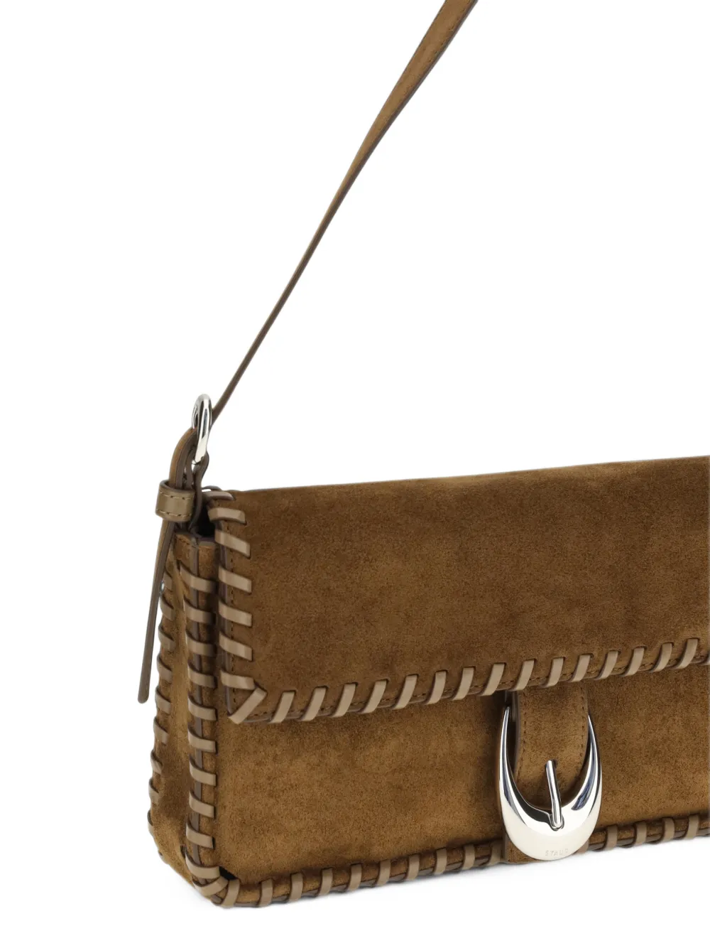 STAUD Harlow whipstitch-trim shoulder bag Bruin
