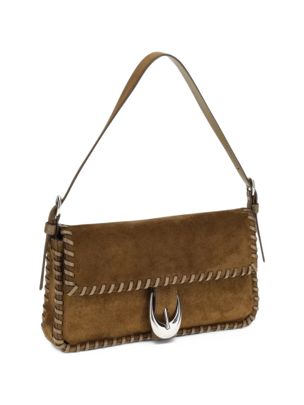 STAUD Harlow whipstitch-trim shoulder bag Bruin