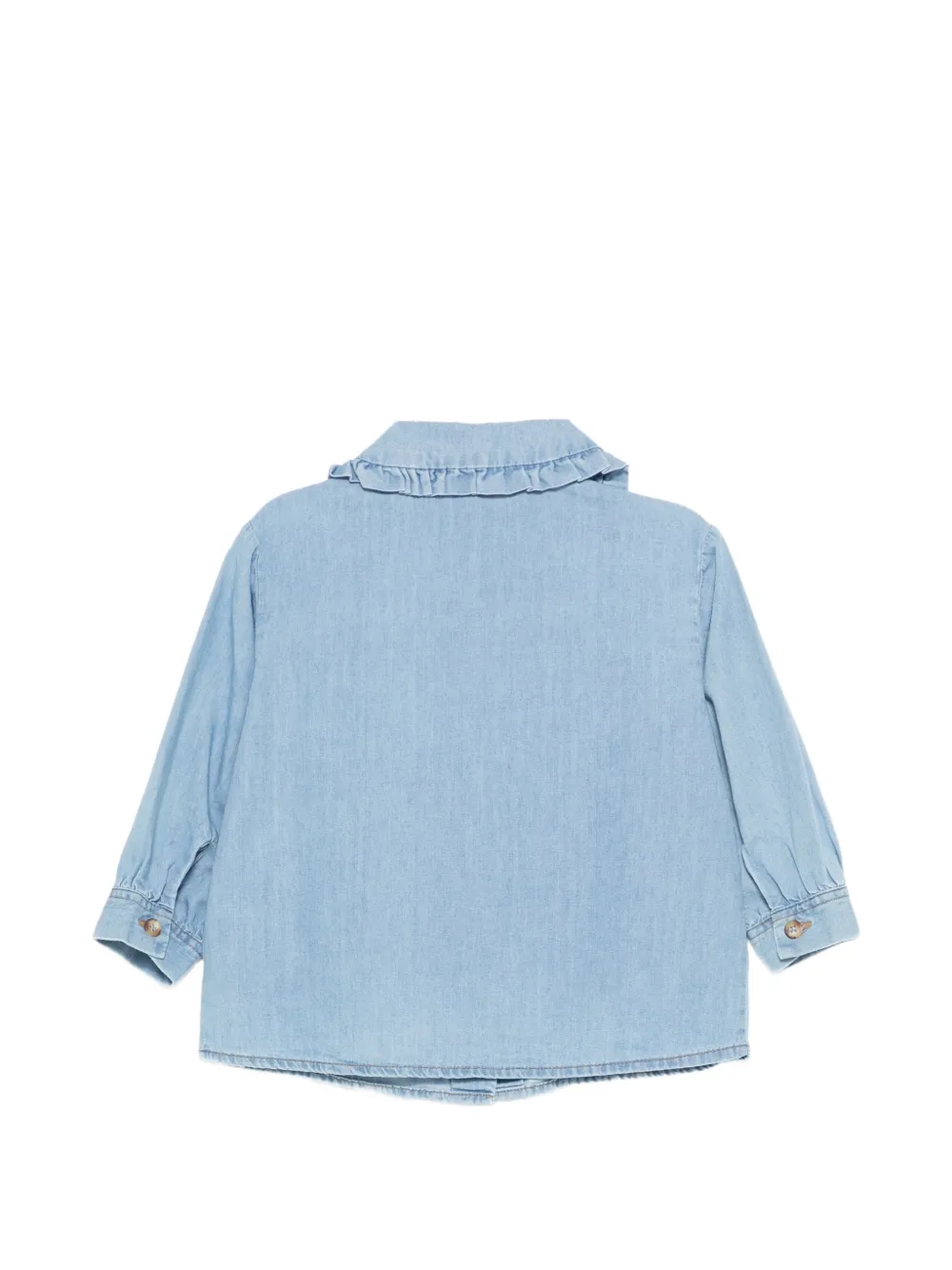 Il Gufo ruffled-collar embroidered-logo shirt Blauw