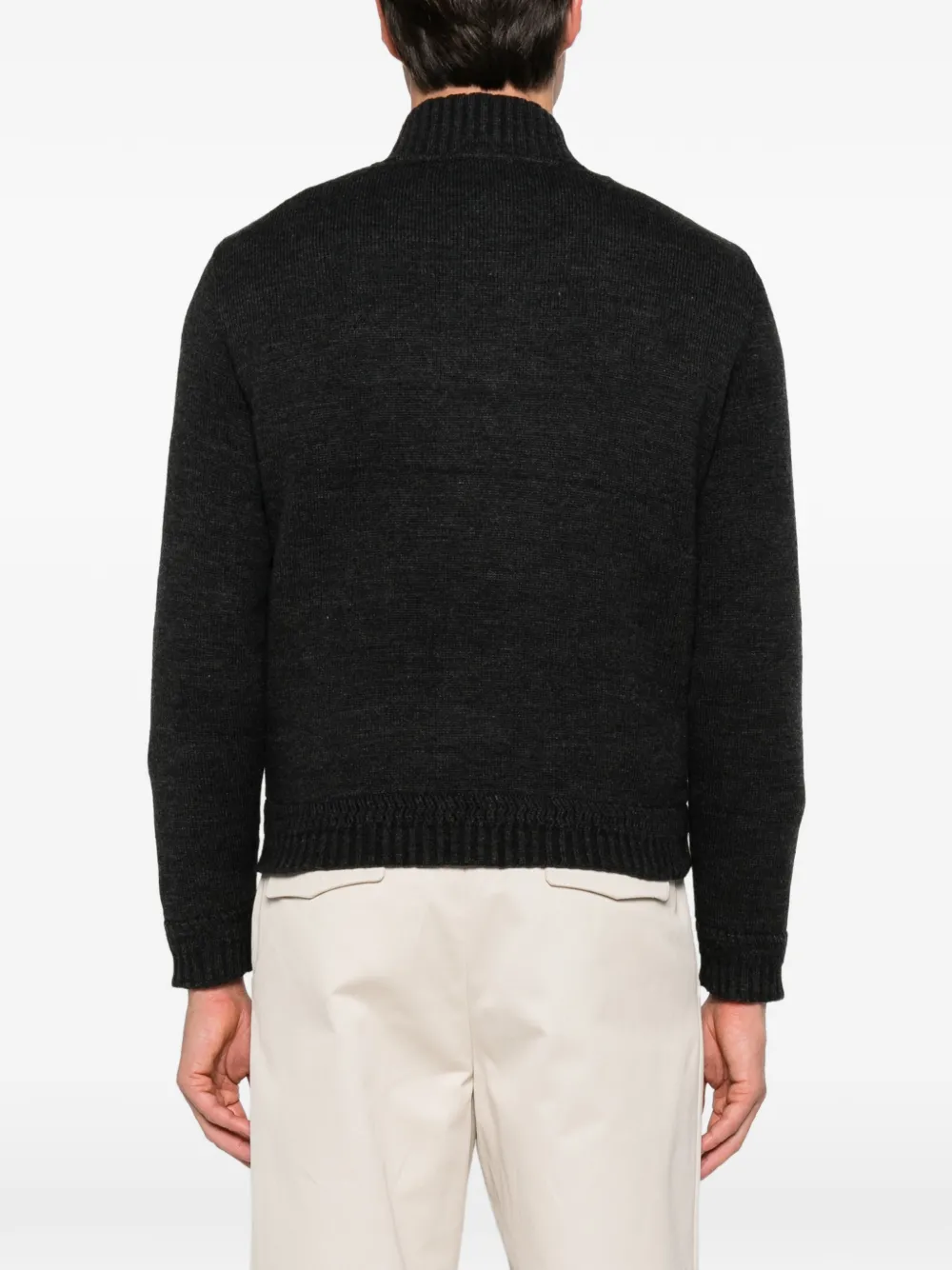 THE JACK LEATHERS suede panelled knitted jacket Bruin