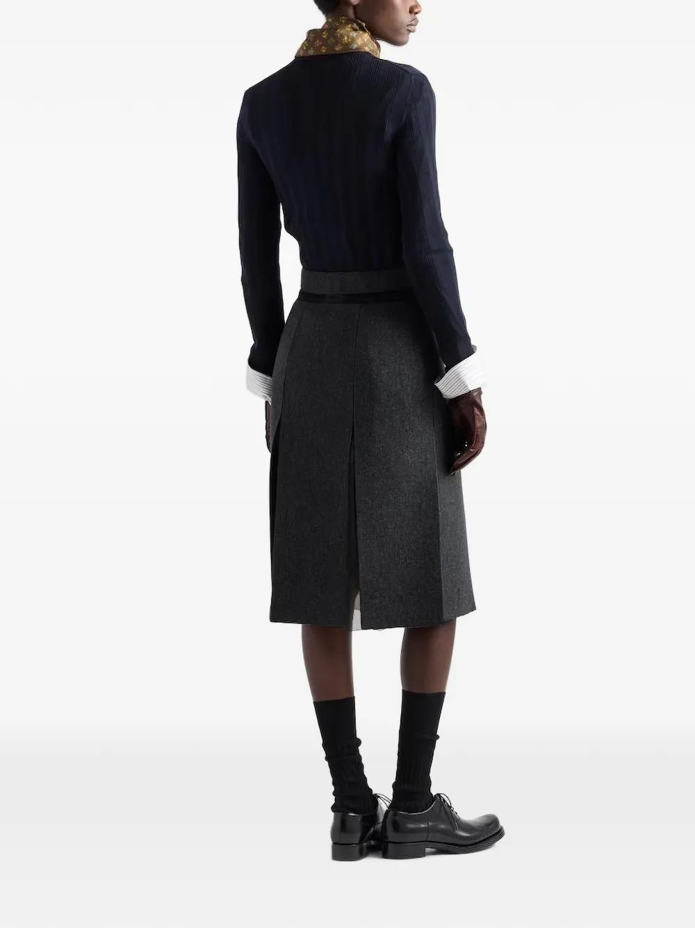 Prada Wollen midi-rok Grijs
