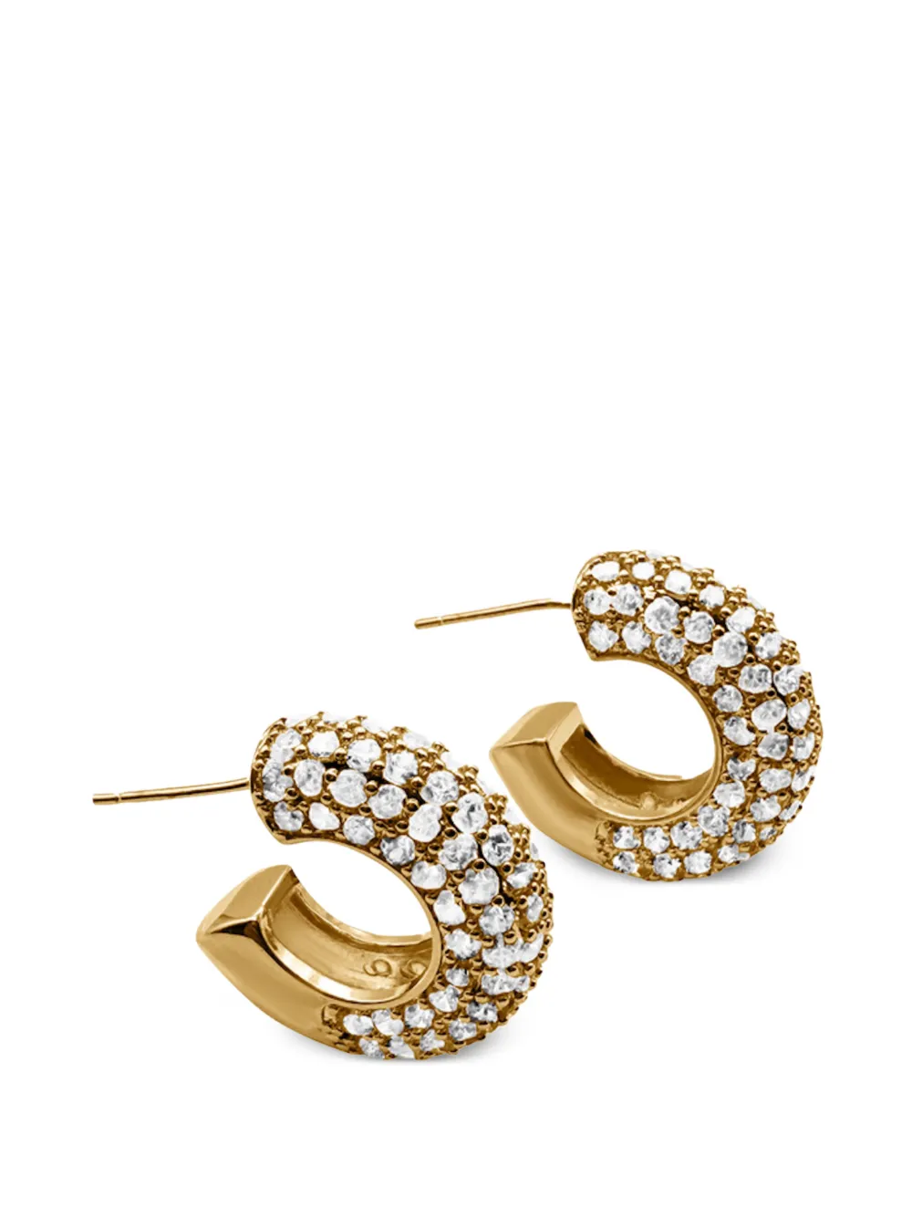 HZMER JEWELLERY Tejas pavé-crystal hoop earrings - Gold