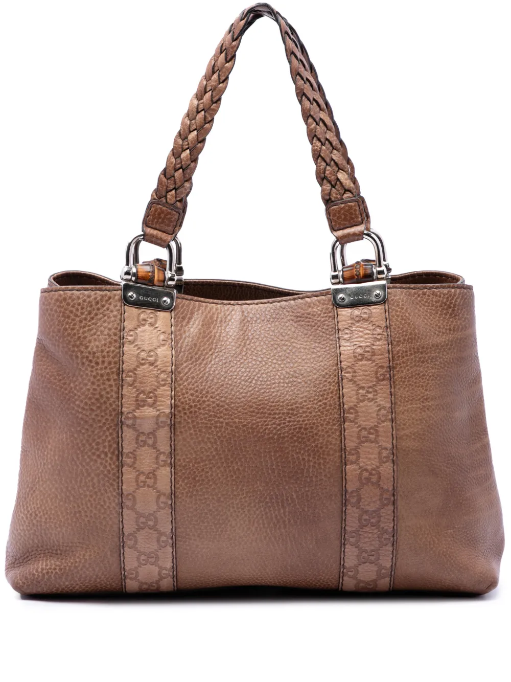 Gucci Pre-Owned 2016-2026 Medium Guccissima Trimmed Calfskin Bamboo Libeccio tote bag - Braun