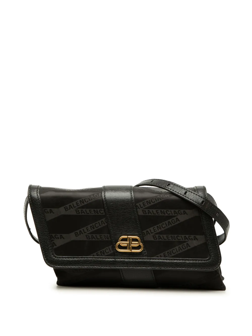 Balenciaga Pre-Owned sac à bandoulière portefeuille sur chaîne Shift en nylon BB Monogram (2006). - Noir Balenciaga Pre-Owned sac à bandoulière portefeuille sur chaîne Shift en nylon BB Monogram (2006). - Noir