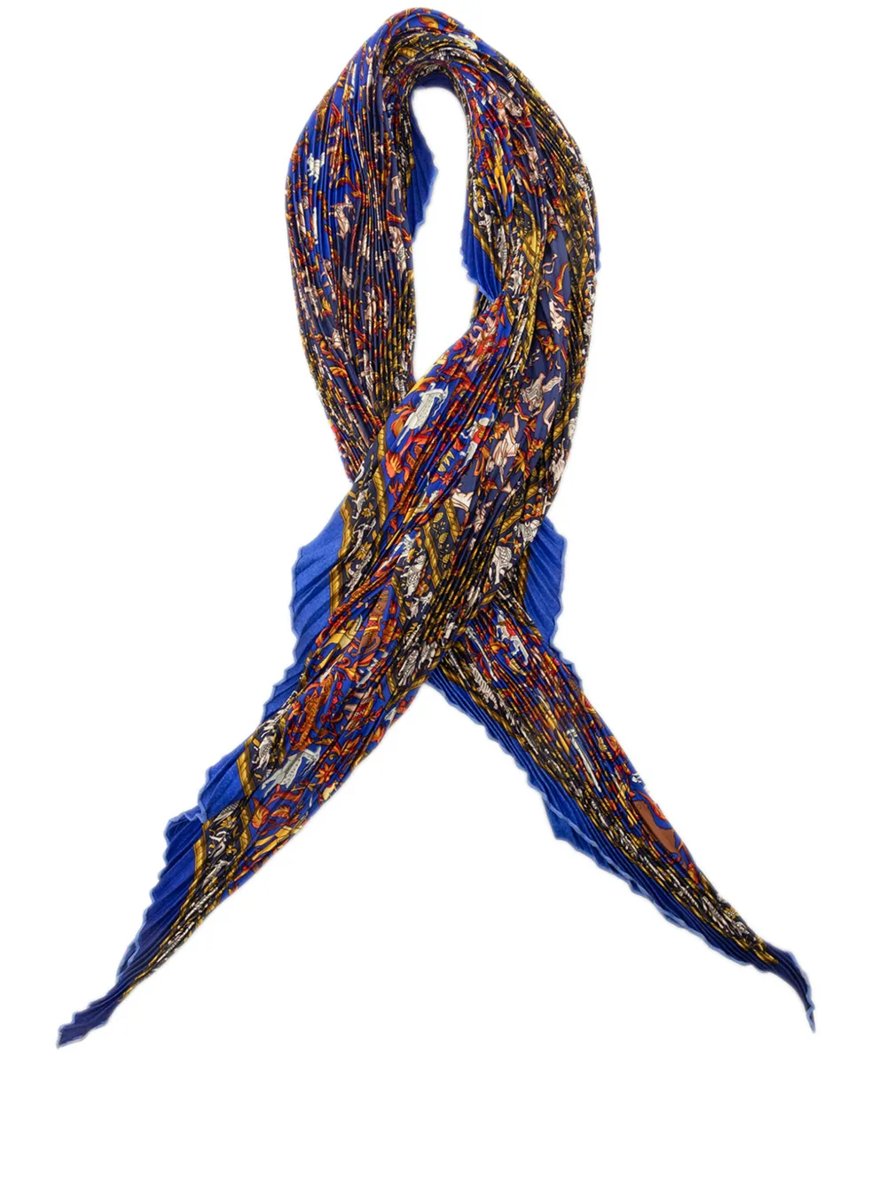 Hermès Pre-Owned 2000-2026 Chasse en Inde Pleated Silk Scarf 140 scarves - Blau
