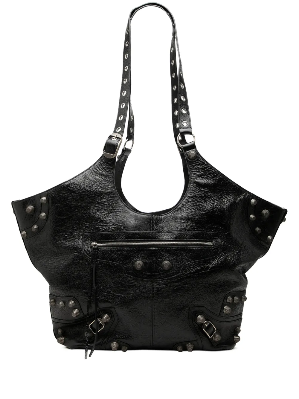Balenciaga Pre-Owned 2021-2026 Large Arena Lambskin Motocross Le Cagole Carry All Tote travel bag – Black